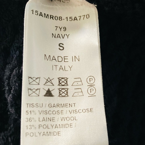 Chloe navy blue & black textured sweater dress with chenille tie at neck. Small - Picture 8 of 9